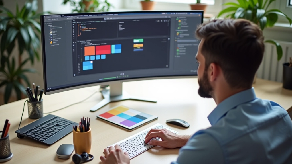 Zespod pohled na osobu pracující s barevnou paletou a kontrastem v digitálním designu