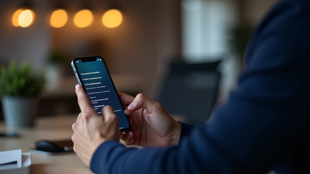 Mobilní telefon v ruce s webem zobrazujícím breadcrumb navigaci