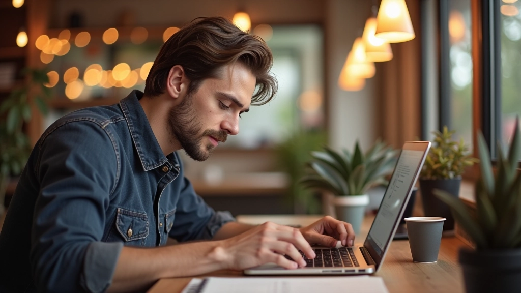 Webdesigner pracuje na struktuře navigace s wireframy a poznámkami na stole